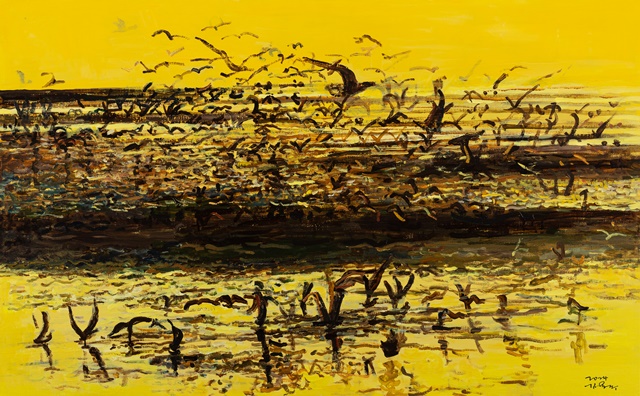 종달리의 아침Ⅳ, 2024, Acrylic on Canvas, 72.7x116.8cm. 이미지 김용주