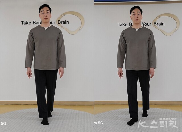 (왼쪽) 11자로 걷는 바른자세 (오른쪽) 팔자로 걸으면 발바닥의 자극이 현저히 줄고 몸의 무게를 분산시킨다. 사진 본인 제공.