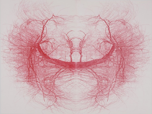 한강변 버드나무 - 확장된 존재 1, 2024, 라인에칭 콜라쥬,  45x60cm. 이미지 TYA갤러리