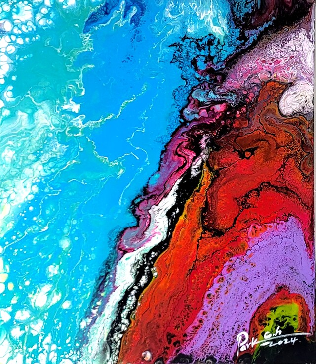 박철현 작가가 근대일본미술협회 공모전에서 입선한 박철현 작 '우주이야기-공생'. 사진 본인제공.