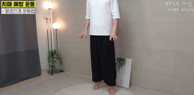 말초신경 강화운동 동작 1과2. 사진 일지의 브레인TV 갈무리.