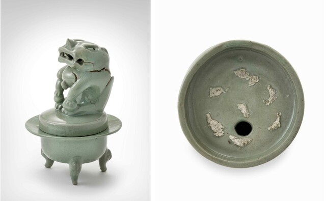 청자 사자형뚜껑 향로. 이미지 국립해양유산연구소.