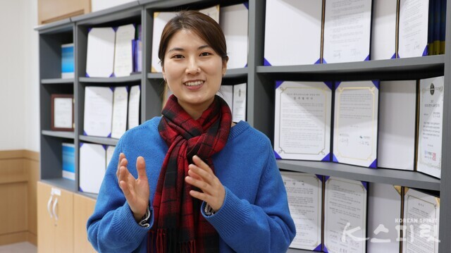 벤자민인성영재학교 오소민 팀장. 벤자민학교가 모교이다. 사진 강나리 기자.