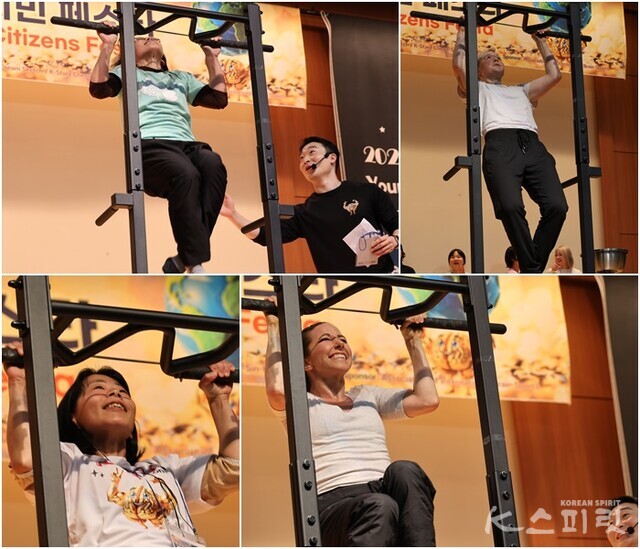 브레인스포츠 턱걸이 대회 여자부 경연. 사진 강나리 하미진 기자.