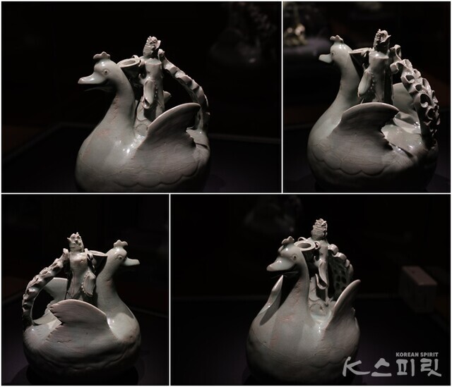 청자 새를 탄 사람모양 주자(미국 시카고 아트 인스티튜트). 고려 12~13세기. 1964년 러셀 타이슨 기증. 사진 강나리 기자.