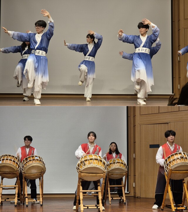 벤자민인성영재학교 서울학습관 학생들이 지난 1년 도전 과정에서 배운 기공과 난타를 부모님과 선생님에게 선보였다. 사진 벤자민인성영재학교 제공.