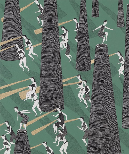 이지영, 탑달리기, 2024,  장지에 연필, 아크릴, 72.5 x 60.5cm. 이미지 갤러리밈