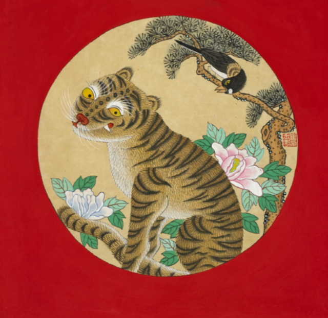 최옥수, 까치호랑이, 32x32cm, 이미지 갤러리5