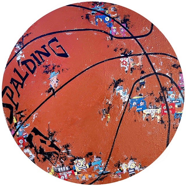 Spalding Basketball 01, 2025, Acrylic on canvas, dia. 23.5 in (60 cm). 이미지 작업실