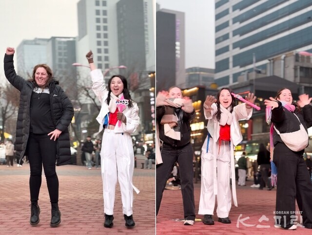 지난 2월 16일 서울 홍대거리에서 펼친 K-Stars 천신무예예술단의 '국경일 바로 알리기 프로젝트 - 케츠고 댄스 챌린지'에 외국인들도 참여했다. 사진 천신무예예술단.