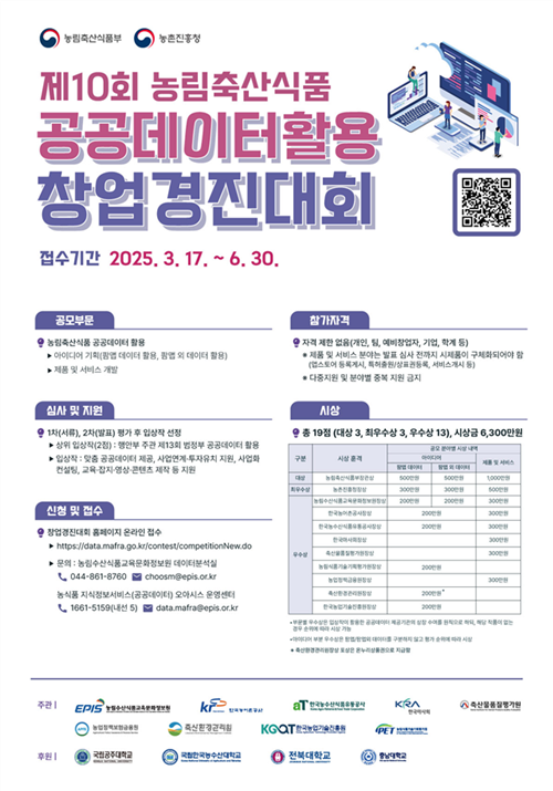 공공데이터 활용 창업경진대회 포스터. 이미지 농식품부.