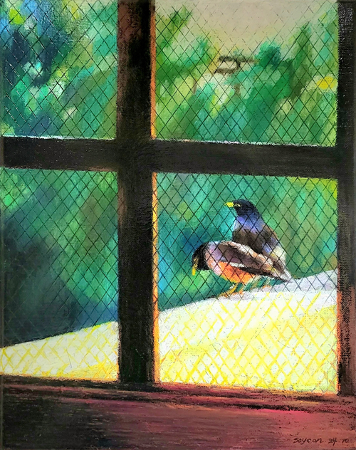 최소연, 아프간의 봄2 Spring of Afghanistan No.2, 2024, Oil pastel on canvas,34.8×27.3cm, 이미지 갤러리5