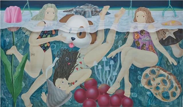 Fruit cocktail_world, 2025, Acrylic on canvas, 162 x 278 cm, Courtesy of SEOJUNG ART and the artist
