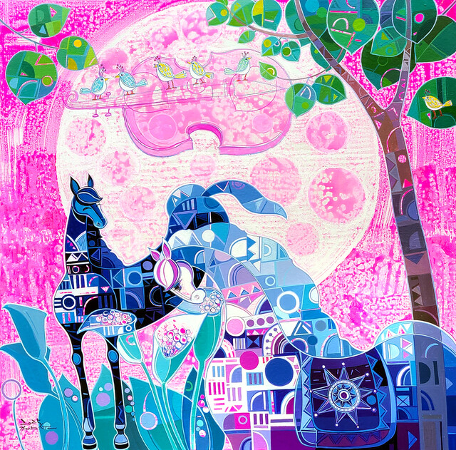 강양순 2025 Beautiful Garden/ 91 x 91cm_mixed media on canvas_2025. 사진 강양순 화백.