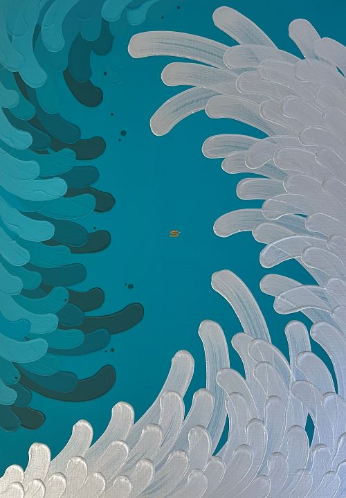 경배-물이 바다 덮음같이, 2025, Acrylic on canvas, 91.0x65.1cm. 이미지 갤러리나우