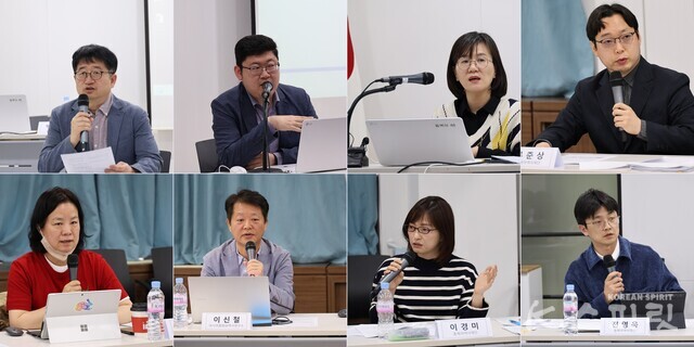 27일 열린 동북아역사재단 일본 교과서 검정 긴급 전문가 세미나 주제 발표자 및 토론자들. 사진 강나리 기자.