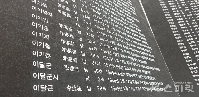 희생자 명단에는 2세, 3세 아이와 미처 이름을 짓지도 못한 아이도 있다. 2019년 촬영 사진 강나리 기자.