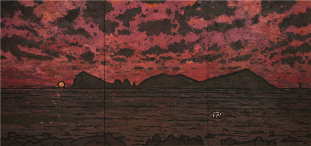 김영훈,  노을 꽃, 2025, 패널 위에 아크릴, 103x219cm. 이미지 창작공동체우리
