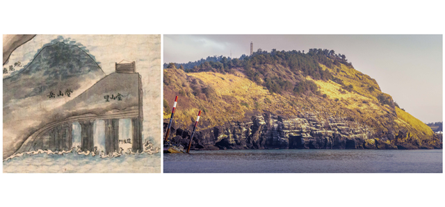 저싕문, ‘탐라순력도, 차귀점부’에서, 김남길, 1702년+고경대, 2025,  Achival Pigment Print, 27×58cm. 이미지 창작공동체우리