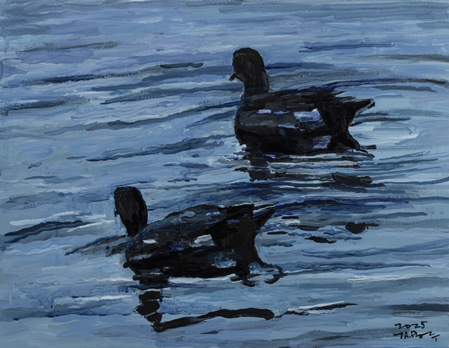 하도리에서Ⅰ, 2025, 캔버스에 아크릴, 먹, 40.9×53cm. 이미지 김용주