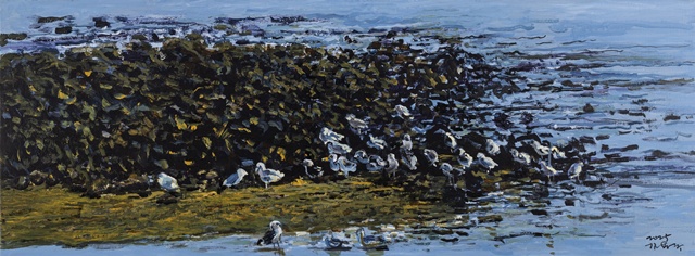 종달리에서Ⅶ, 2025, 캔버스에 아크릴, 먹, 33.4×90.9cm. 이미지 김용주