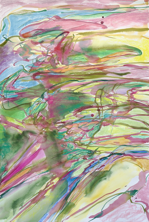 'transparent interior', 2024,  종이에 수채, 파스텔, 120×80cm. 이미지 갤러리호호