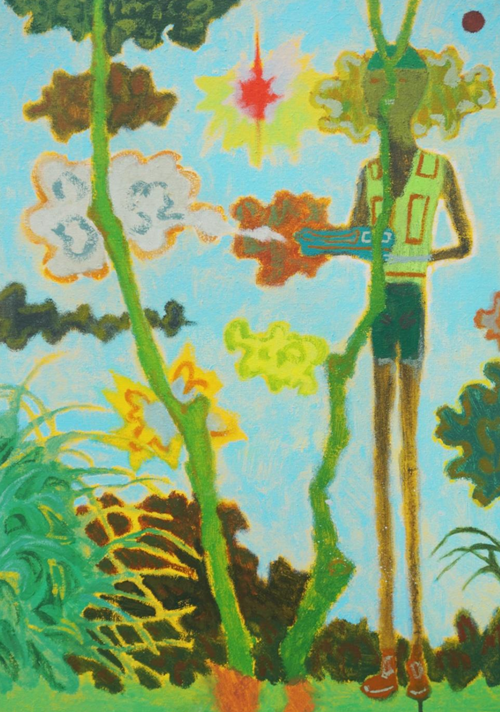 쉴 곳 없이 활강하는 새는 언젠가 떨어져 죽고 만다, 2024, Acrylic on canvas, 73 x 50.3 cm. 이미지 TYA갤러리