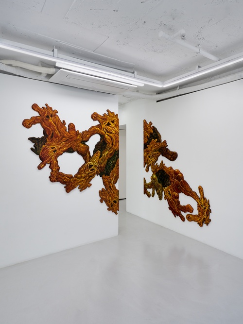 임창곤, 증식하는 숨결, 2024, oil on wood, 192×288cm (dimensions variable). 이미지 갤러리에스피