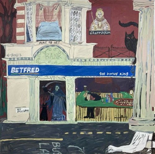 김하나은, Have You Ever Seen This Black Cat in E9, 2022, Acrylic on canvas, 102×102cm . 이미지 금산갤러리