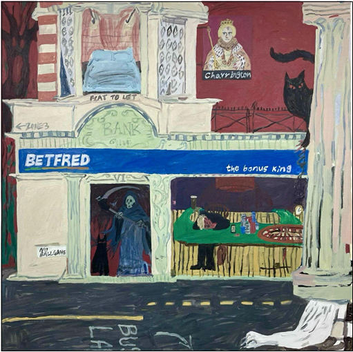 해나킴, Have You Ever Seen This Black Cat in E9, 2022, Acrylic on canvas, 102 × 102 cm. 이미지 금산갤러리