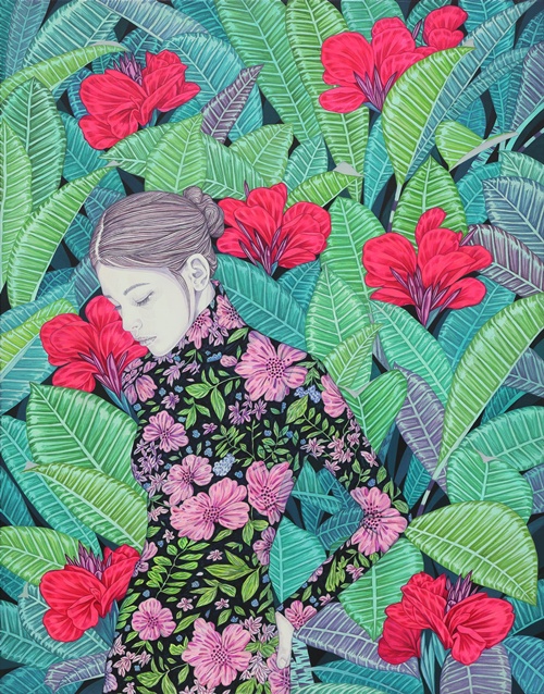 황인란, 영혼의집-피안의세계, acrylic on canvas, 91x116.8cm. 이미지 스텔라갤러리