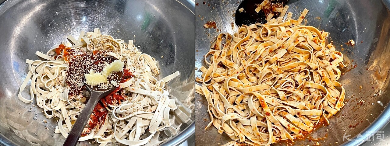 비건 다이어터를 위한 새콤달콤 두부면 비빔면 레시피 2. 사진 백연지 시민기자