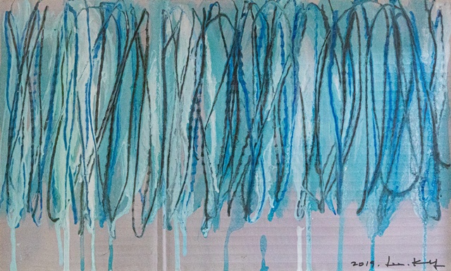 이건용, Bodyscape 76-1-2019,  2019, Acrylic and colored pencil on cardboard, 27.7x45.7cm. 이미지 삼원갤러리