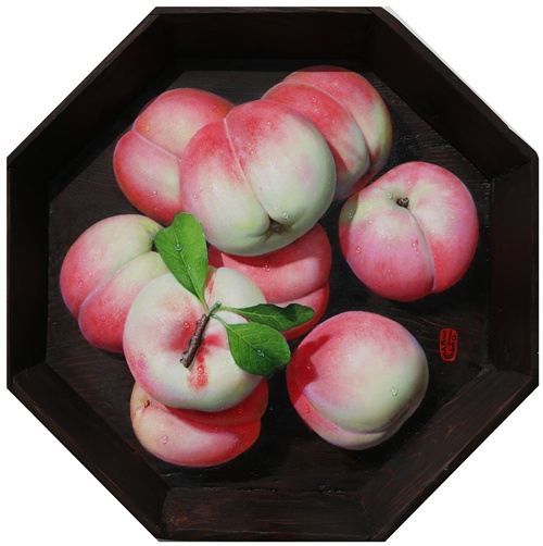 물아(物我), 2024, Oil on wood, 42x43cm. 이미지 갤러리 나우