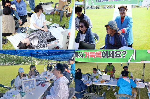 브레인스포츠힐링봉사단이 참여한 힐링체험 부스. 사진 박규용 기자