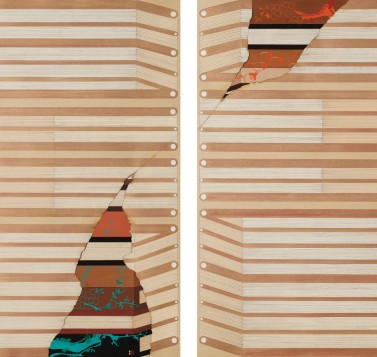 Beyond, 2025, 한지에 동양 안료,  140×70cm×2. 이미지 충북문화재단