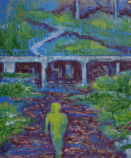 김민우, Am Kanal, 2024, Acrylic and oil on canvas, 72.7×60.6cm. 이미지 스텔라갤러리