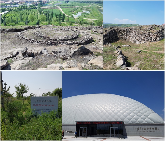 홍산문화의 중심지 중 하나인 삼좌점 석성유적지. 단군조선 초기의 성격을 보여주는 문화 단계인 하가점 하층문화 지역. 오른쪽 아래는 하가점하층문화유물을 전시한 이동정자박물관. 사진 민성욱 교수 제공.