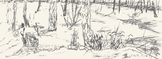 Landscape, 2013, Pencil on Paper, 31.7 x 88 cm. 이미지 조현갤러리