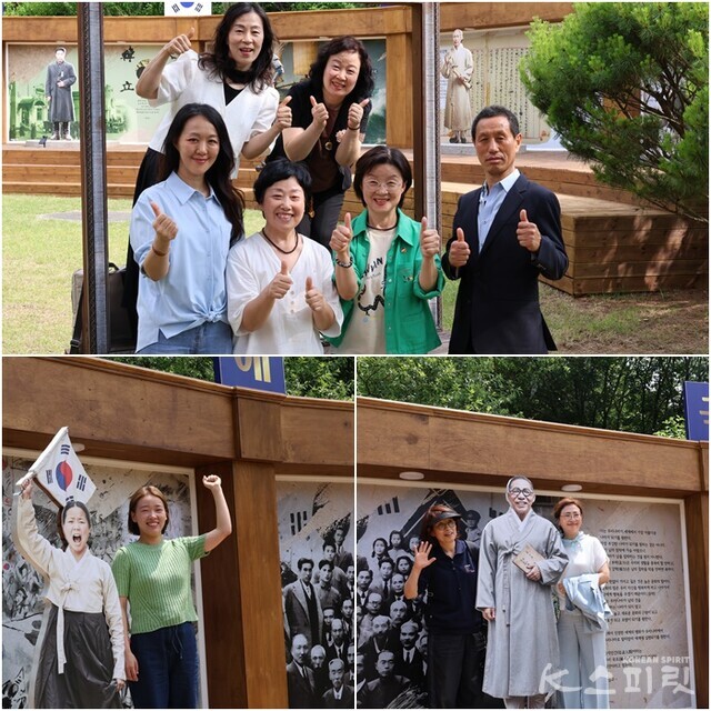 애국 광장 앞에서 기념사진을 남기는 시민들. 사진 강나리 기자. 하미진 기자.