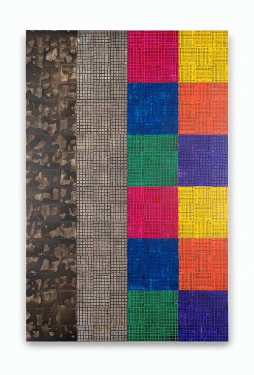 MCARTHUR BINION, DNA:Study/(Visual:Ear), 2022, ink, paint stick and paper on board, 72 x 48 inches, 182.9 x 121.9 cm, Courtesy the artist and Lehmann Maupin, New York, Seoul, and London. 이미지 리만머핀