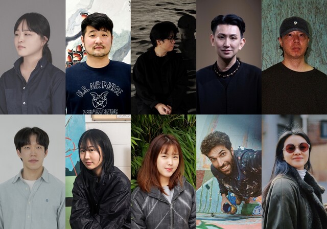 2025 Kiaf HIGHLIGHTS 세미파이널 작가 10인 (왼쪽 상단부터 시계방향으로) 김아라, 김정인, 무나씨, 박그림, 박노완, 유 시아오, 지오프리 피통, 홍세진, 조은시, 이동훈. 사진 제공 각 갤러리