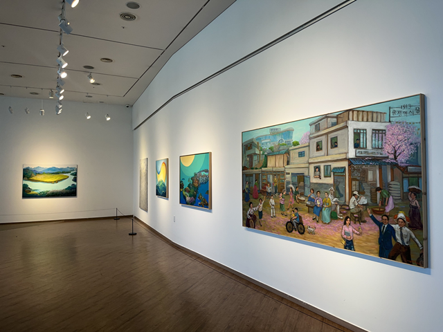 김윤숙 개인전 "아리랑-물처럼~ 바람처럼~" 전시 모습(부분). 사진 영산강문화관