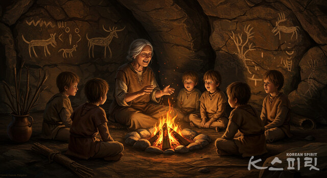 호모 사피엔스가 불리한 신체조건에도 불구하고 현재 지구의 지배종이 될 수 있게 된 이유와 관련해 '할머니의 힘'이란 가설이 있다. 사진 AI 생성 이미지.