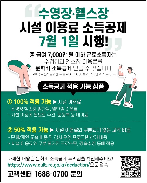 헬스장·수영장 소득공제 홍보물. 이미지 문체부.