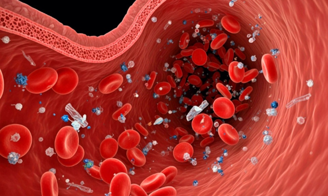혈관 속 미세플라스틱. 출처 젠스파크 AI생성
