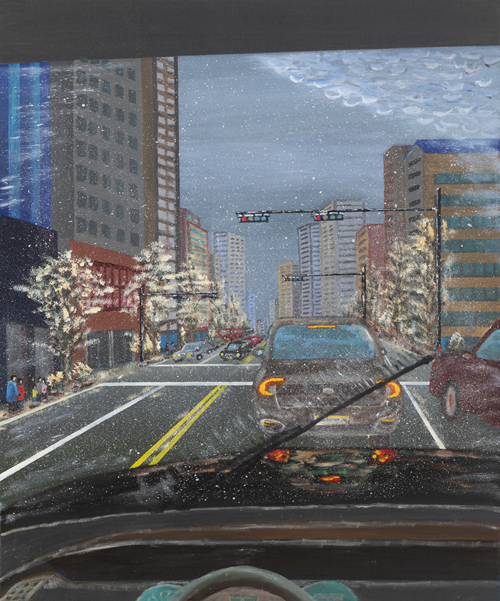 함박눈이 내리다, 2025.2, 서울 강남 삼성동 봉은사, oil on canvas, 72.7×60.6cm. 이미지 조경철