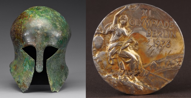 청동투구와 금메달. 이미지 국립중앙박물관.