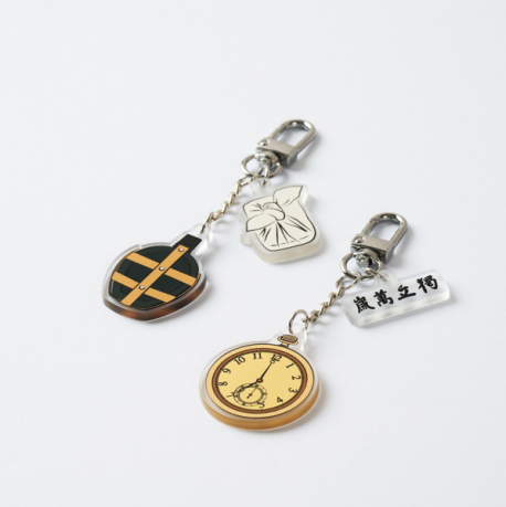 윤봉길 의사 도시락 물병 열쇠고리, 백범 김구 회중시계 열쇠고리.  사진 국가유산진흥원