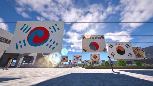 노들섬 2층 노들스퀘어에 ‘데니 태극기’ 비롯 시대별로 변화해 온 16개의 대형 태극기를 전시하는 '역사 속의 태극기展' 가상 이미지. 제공 서울문화재단